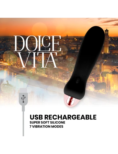 DOLCE VITA - VIBRADOR RECARREGÁVEL CINCO PRETO 7 VELOCIDADES