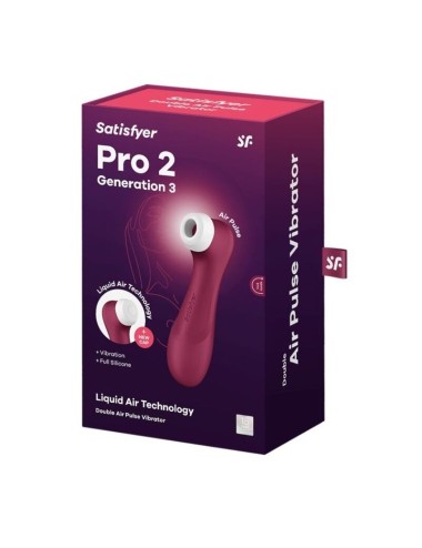 SATISFYER - PRO 2 GERAO 3 TECNOLOGIA DE AR LÍQUIDO VINHO TINTO