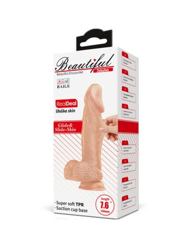 BAILE - PRETTY LOVE ENCONTRO ZEBULON DILDO REALÍSTICO FLEXÍVEL 19.4 CM NATURAL