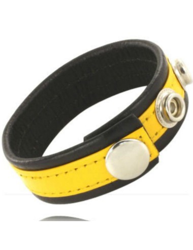 LEATHER BODY - GALO E CORREIA DE ESFERA DE COURO COM ARBUSTOS - PRETO E AMARELO
