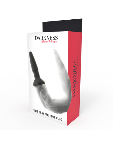 DARKNESS - PLUG ANAL DE SILICONE COM CAUDA CINZA