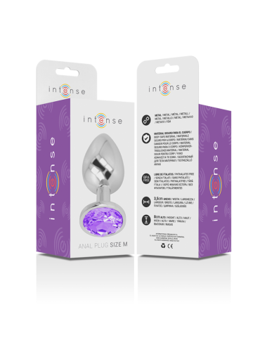 INTENSE - PLUG ANAL DE METAL DE ALUMÍNIO COM CRISTAL VIOLETA TAMANHO M