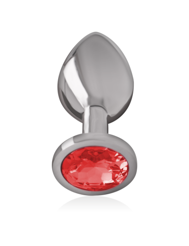 INTENSE - PLUG ANAL DE METAL DE ALUMÍNIO COM CRISTAL VERMELHO TAMANHO S