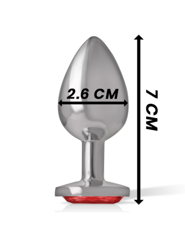 INTENSE - PLUG ANAL DE METAL DE ALUMÍNIO COM CRISTAL VERMELHO TAMANHO S