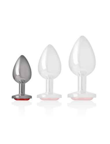 INTENSE - PLUG ANAL DE METAL DE ALUMÍNIO COM CRISTAL VERMELHO TAMANHO S