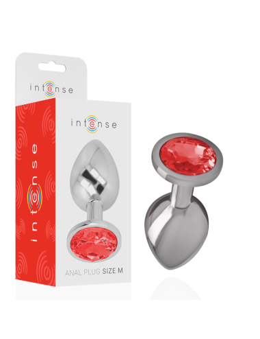 INTENSE - PLUG ANAL DE METAL COM CRISTAL VERMELHO TAMANHO M