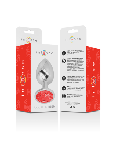 INTENSE - PLUG ANAL DE METAL COM CRISTAL VERMELHO TAMANHO M