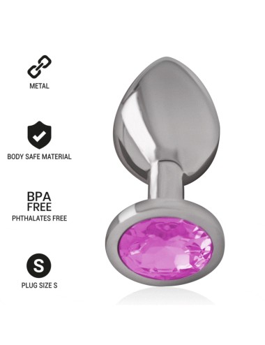 INTENSE - PLUG ANAL DE METAL DE ALUMÍNIO COM CRISTAL ROSA TAMANHO S