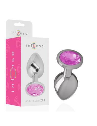 INTENSE - PLUG ANAL DE METAL DE ALUMÍNIO COM CRISTAL ROSA TAMANHO S