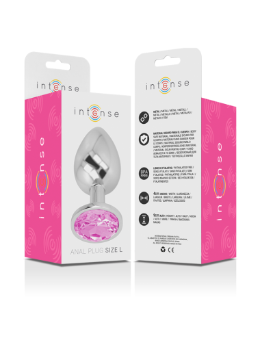 INTENSE - PLUG ANAL DE METAL DE ALUMÍNIO COM CRISTAL ROSA TAMANHO L