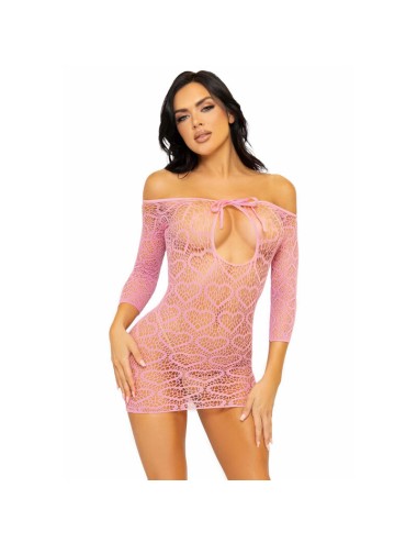 LEG AVENUE - HEART NET MINI VESTIDO TAMANHO ÚNICO - ROSA