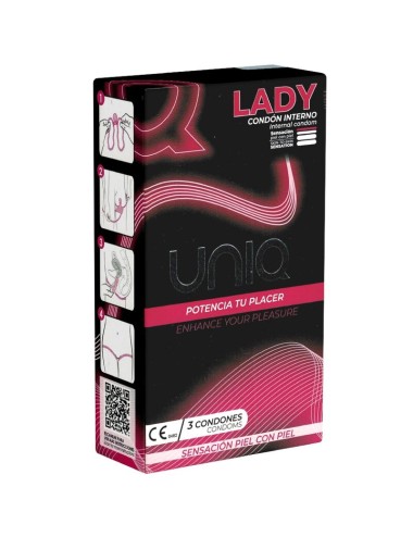 UNIQ - LADY CONDOM PRESERVATIVOS FEMININOS SEM LÁTEX COM CINTA LIGA 3 UNIDADES