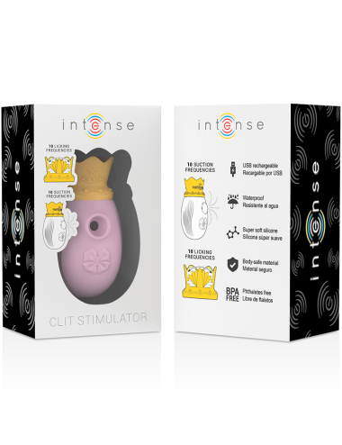 INTENSE - ESTIMULADOR DE CLITÓRIO 10 FREQUÊNCIAS DE LAMBEDURA E SUCO - ROSA