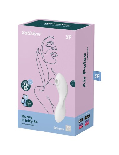 SATISFYER - CURVY TRINITY 5 ESTIMULADOR DE PULSO DE AR E APLICATIVO VIBRADOR BRANCO