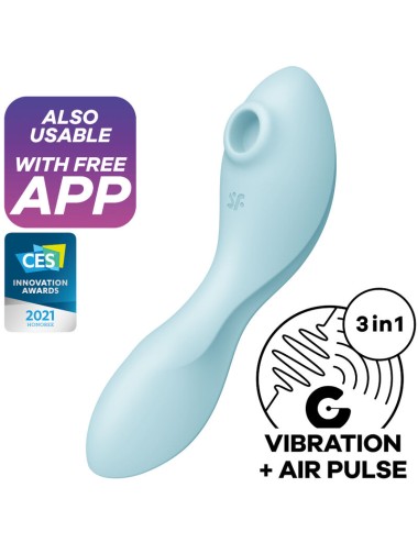 SATISFYER - CURVY TRINITY 5 ESTIMULADOR DE PULSO DE AR E APLICATIVO VIBRADOR AZUL