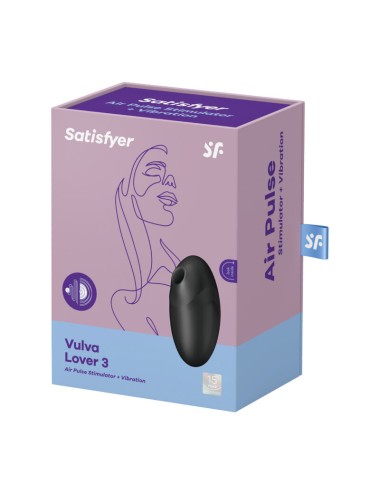 SATISFYER - ESTIMULADOR E VIBRADOR DE PULSO DE AR VULVA LOVER 3 PRETO