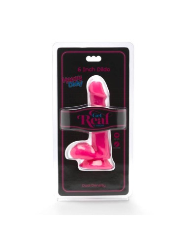 GET REAL - HAPPY DICKS DILDO 12 CM BOLAS ROSA