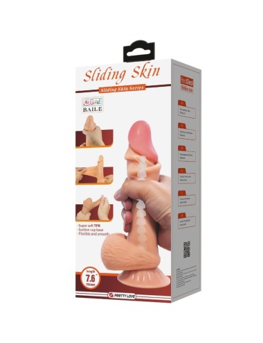 PRETTY LOVE - SÉRIE SLIDING SKIN DILDO REALÍSTICO COM VENTOSA DESLIZANTE PELE 19,4 CM