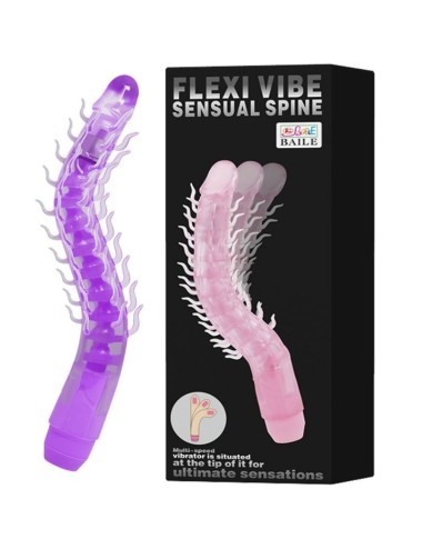 BAILE - FLEXI VIBE SENSUAL SPINE DILDO VIBRATÓRIO DOBRVEL LILAL 23.5 CM