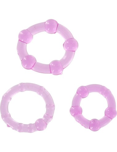 SEVEN CREATIONS - CONJUNTO DE TRÊS ANÉIS PARA PÊNIS LILAS