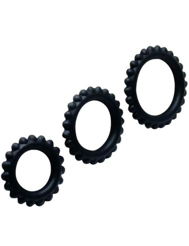 BAILE - CONJUNTO TITAN 3PCS ANEL PARA GALO PRETO 2.8 + 2.4 + 1.9 CM