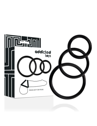 ADDICTED TOYS - CONJUNTO DE ANÉIS DE PARA PÉNIS PRETO