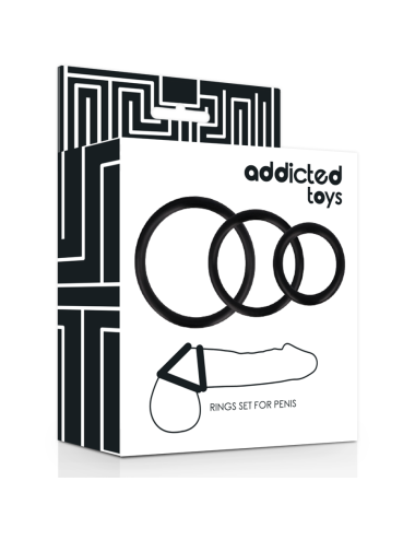 ADDICTED TOYS - CONJUNTO DE ANÉIS DE PARA PÉNIS PRETO