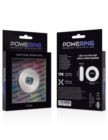 POWERING - ANEL PARA O PÊNIS SUPER FLEXÍVEL E RESISTENTE 3,5CM TRANSPARENTE