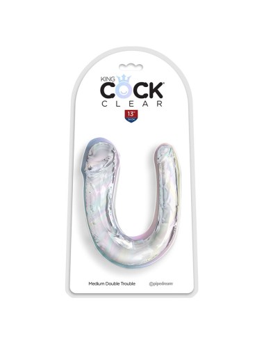 KING COCK - DOUBLE TROUBLE DILDO DUPLO 33 CM TRANSPARENTE