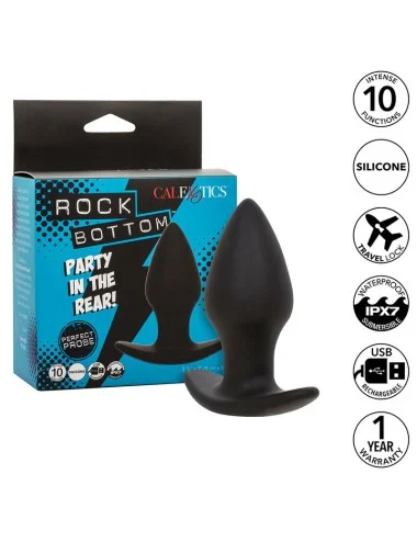CALEXOTICS - ROCK BOTTOM PLUG ANAL PERFEITO 10 VIBRAÇÕES SILICONE PRETO