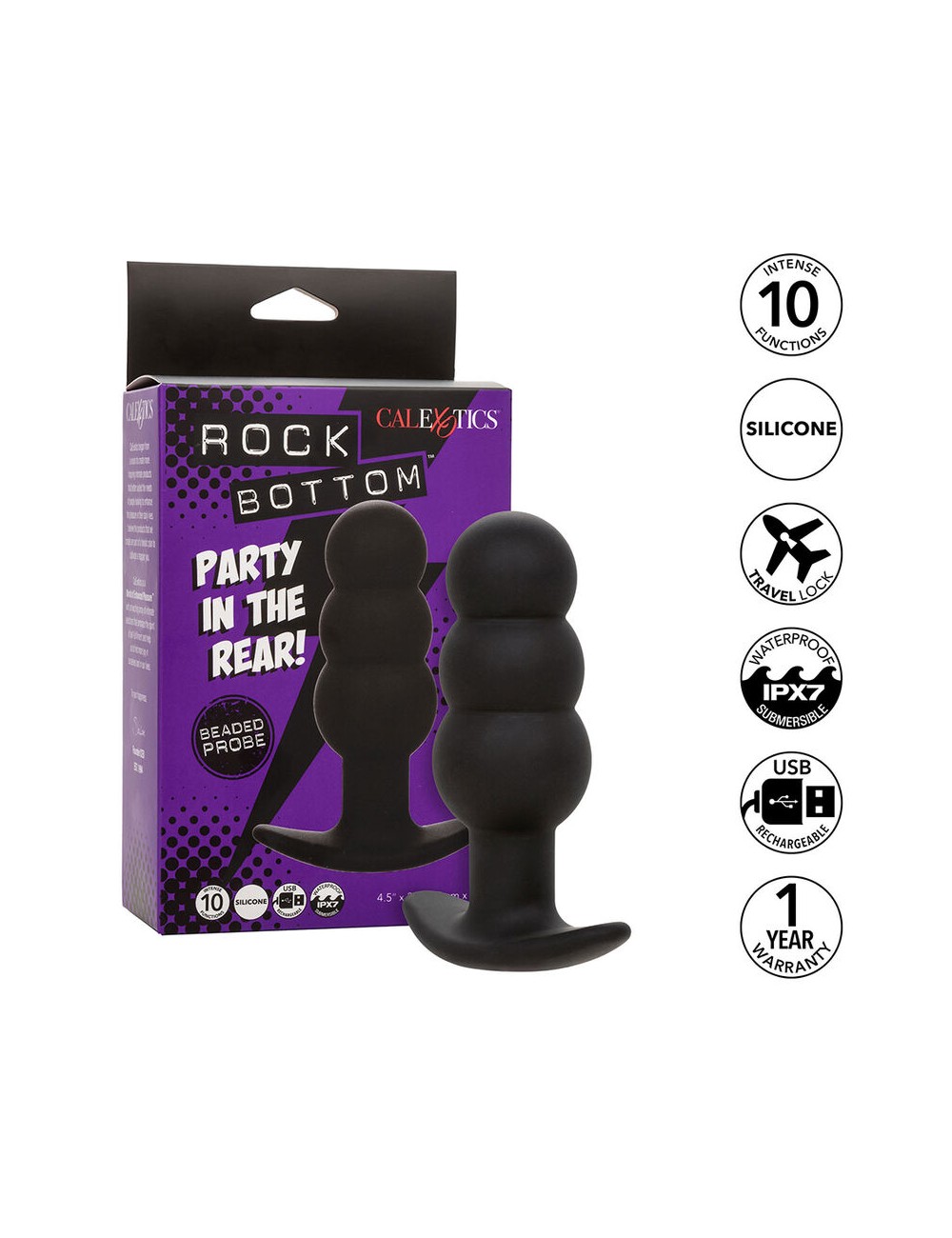 CALEXOTICS - ROCK BOTTOM PLUG ANAL COM ESFERAS 10 VIBRAÇÕES SILICONE PRETO CALEXOTICS - ROCK BOTTOM PLUG ANAL COM ESFERAS 10 VIBRAÇÕES SILICONE PRETO