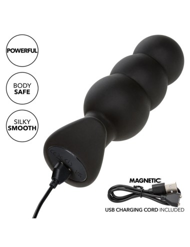 CALEXOTICS - ROCK BOTTOM PLUG ANAL COM ESFERAS 10 VIBRAÇÕES SILICONE PRETO