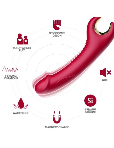 ARMONY - PRINCE DILDO VIBRADOR E ROTATOR VERMELHO