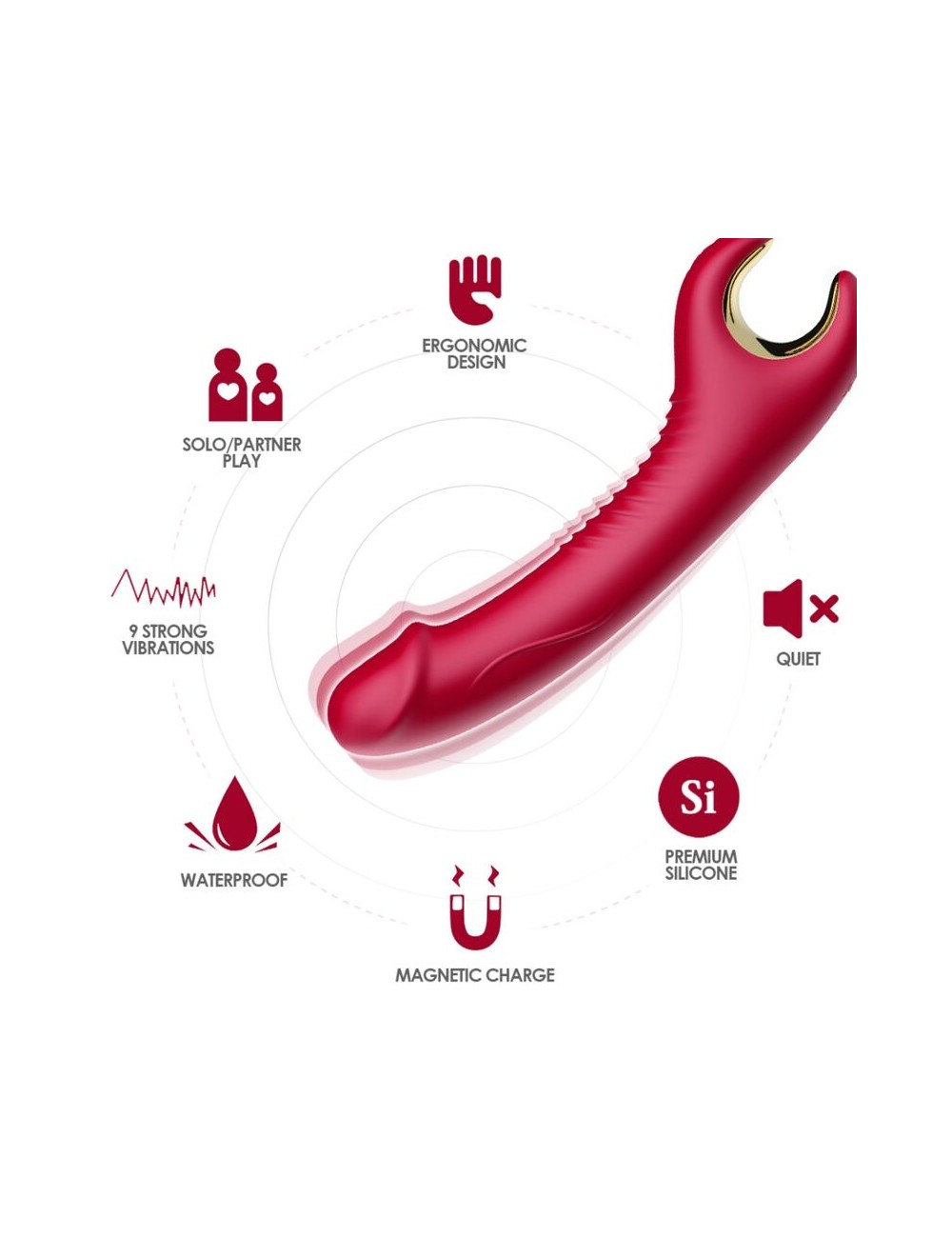 ARMONY - PRINCE DILDO VIBRADOR E ROTATOR VERMELHO