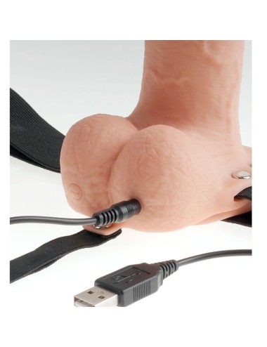 FETISH FANTASY SERIES - ARNÊS AJUSTVEL PÉNIS REALISTA COM BOLAS RECARREGVEIS E VIBRADOR 23 CM
