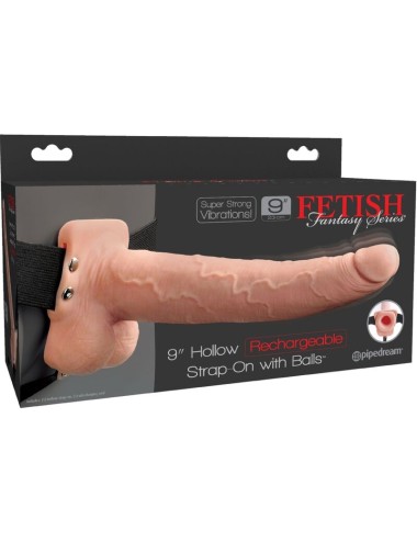 FETISH FANTASY SERIES - ARNÊS AJUSTVEL PÉNIS REALISTA COM BOLAS RECARREGVEIS E VIBRADOR 23 CM