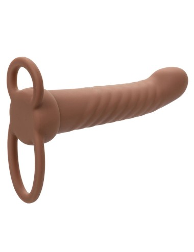 CALEXOTICS - MAXX RIBBED DUAL PENETRATOR 10 VIBRAÇÕES MARROM