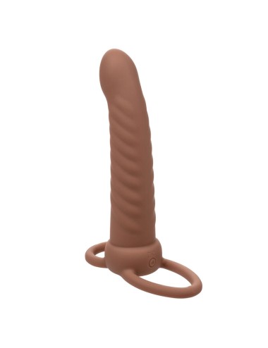 CALEXOTICS - MAXX RIBBED DUAL PENETRATOR 10 VIBRAÇÕES MARROM