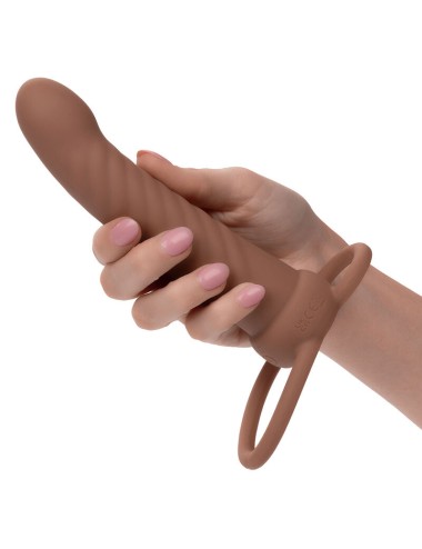 CALEXOTICS - MAXX RIBBED DUAL PENETRATOR 10 VIBRAÇÕES MARROM