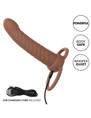 CALEXOTICS - MAXX RIBBED DUAL PENETRATOR 10 VIBRAÇÕES MARROM