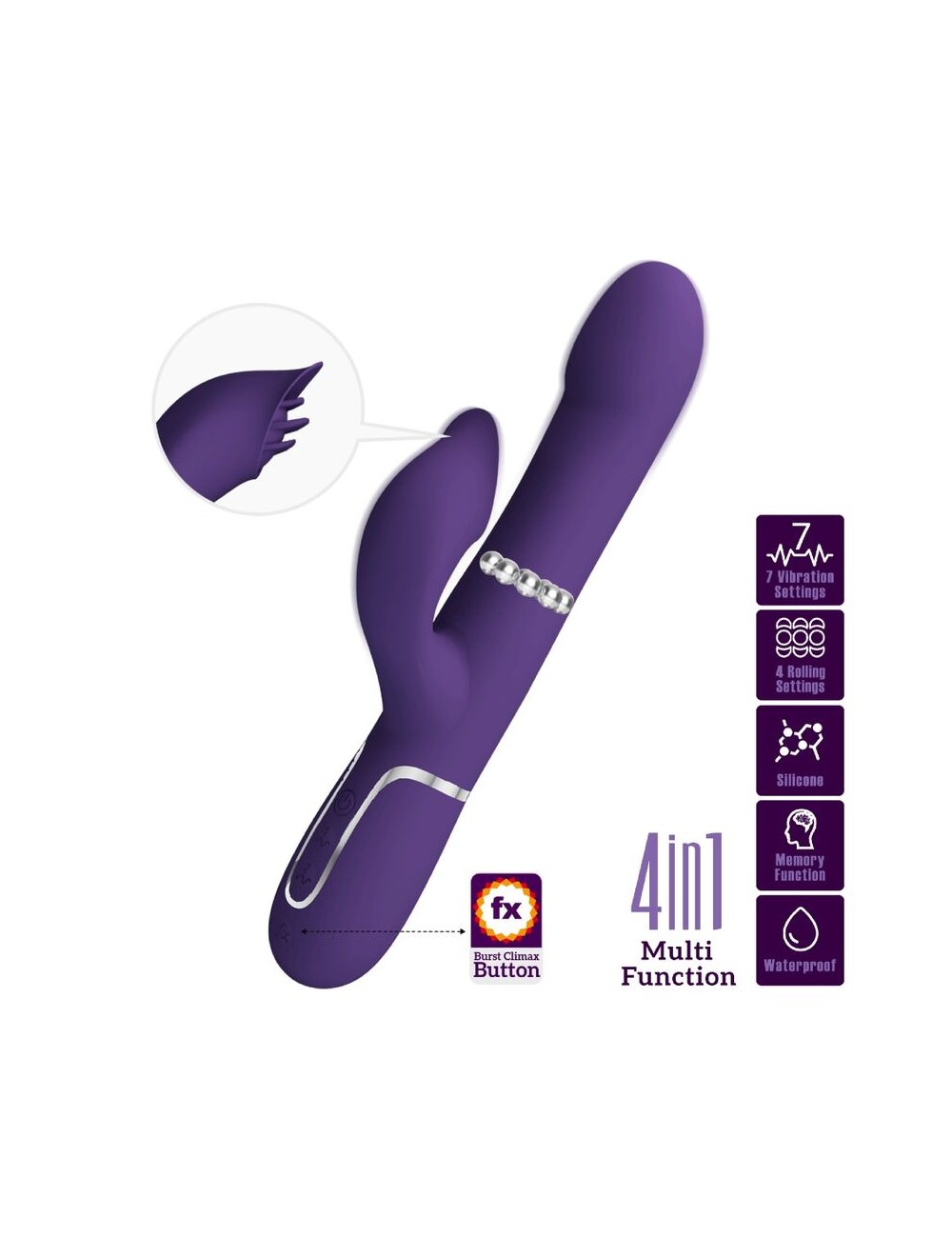 PRETTY LOVE - ZALIN VIBRADOR DE COELHO PÉROLAS 4 EM 1 ROXO PRETTY LOVE - ZALIN VIBRADOR DE COELHO PÉROLAS 4 EM 1 ROXO