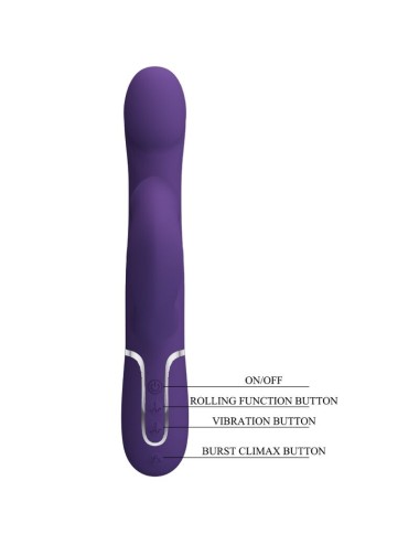 PRETTY LOVE - ZALIN VIBRADOR DE COELHO PÉROLAS 4 EM 1 ROXO