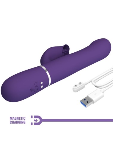 PRETTY LOVE - ZALIN VIBRADOR DE COELHO PÉROLAS 4 EM 1 ROXO