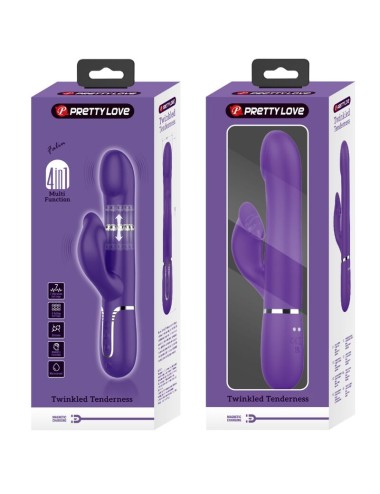 PRETTY LOVE - ZALIN VIBRADOR DE COELHO PÉROLAS 4 EM 1 ROXO
