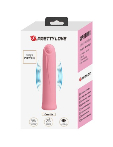 PRETTY LOVE - VIBRADOR CURTIS MINI SUPER POWER 12 VIBRAÕES DE SILICONE ROSA