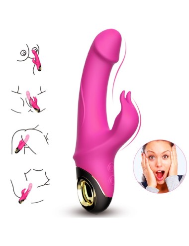 ARMONY - METEROR DILDO VIBRADOR COELHO ROTATOR FÚCSIA