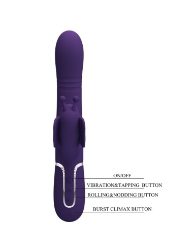 PRETTY LOVE - VIBRADOR COELHO MULTIFUNÇÕES 4 EM 1 BORBOLETA ROXO