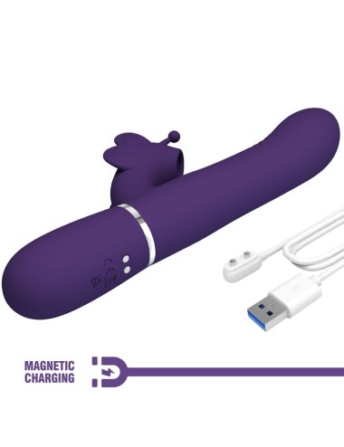PRETTY LOVE - VIBRADOR COELHO MULTIFUNÇÕES 4 EM 1 BORBOLETA ROXO