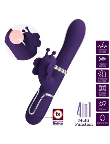 PRETTY LOVE - VIBRADOR COELHO MULTIFUNÇÕES 4 EM 1 BORBOLETA ROXO
