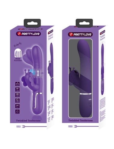 PRETTY LOVE - VIBRADOR COELHO MULTIFUNÇÕES 4 EM 1 BORBOLETA ROXO